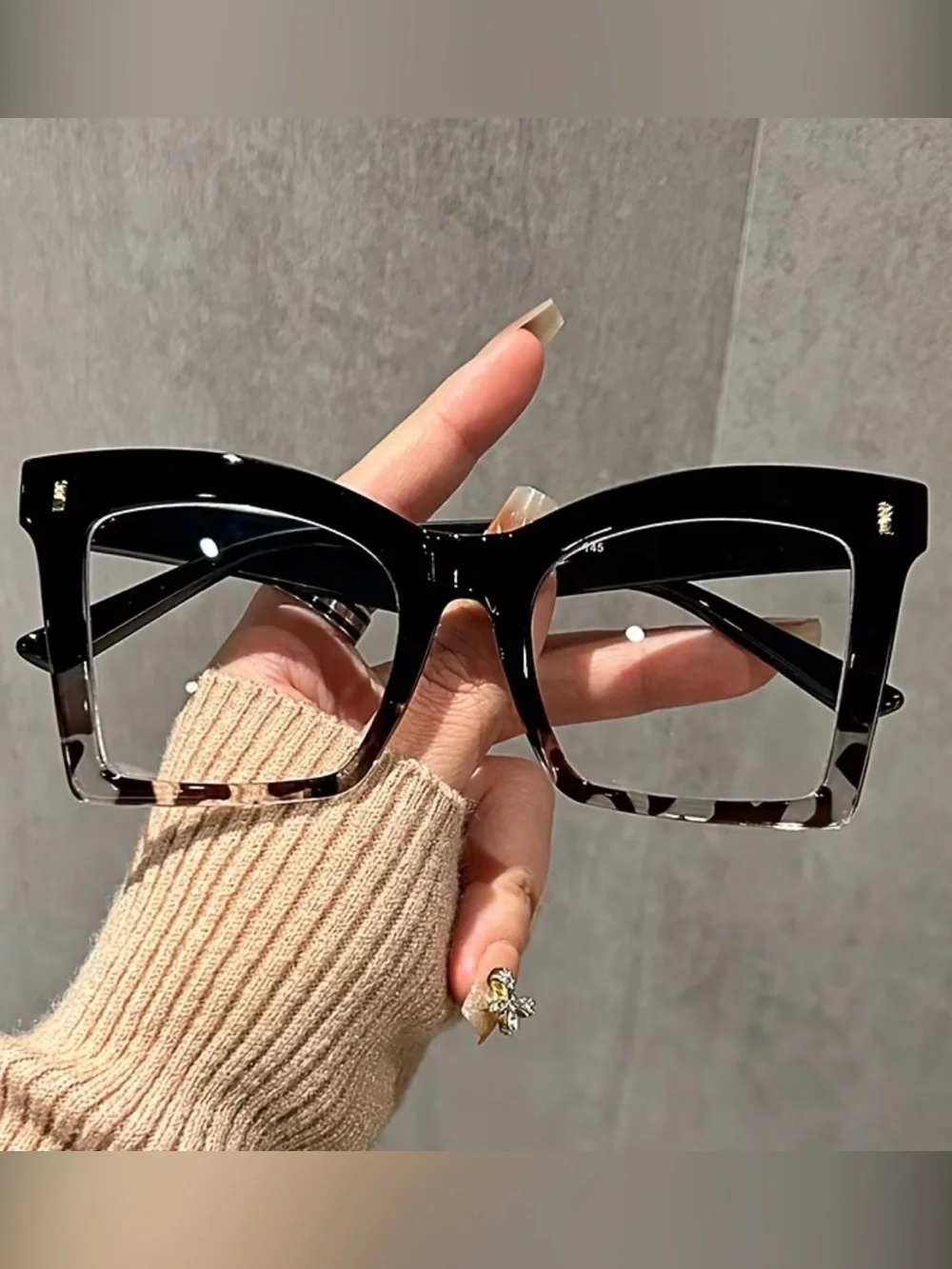 Black and Tortoiseshell Square Fashion Eye Glasses